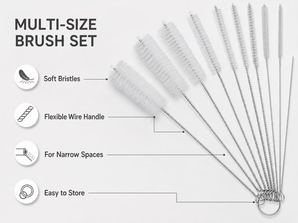 20 Pack Multi-Length Straw Cleaning Brushes, Long Nylon Brushes for Bulk Cleaning & Replacement Needs