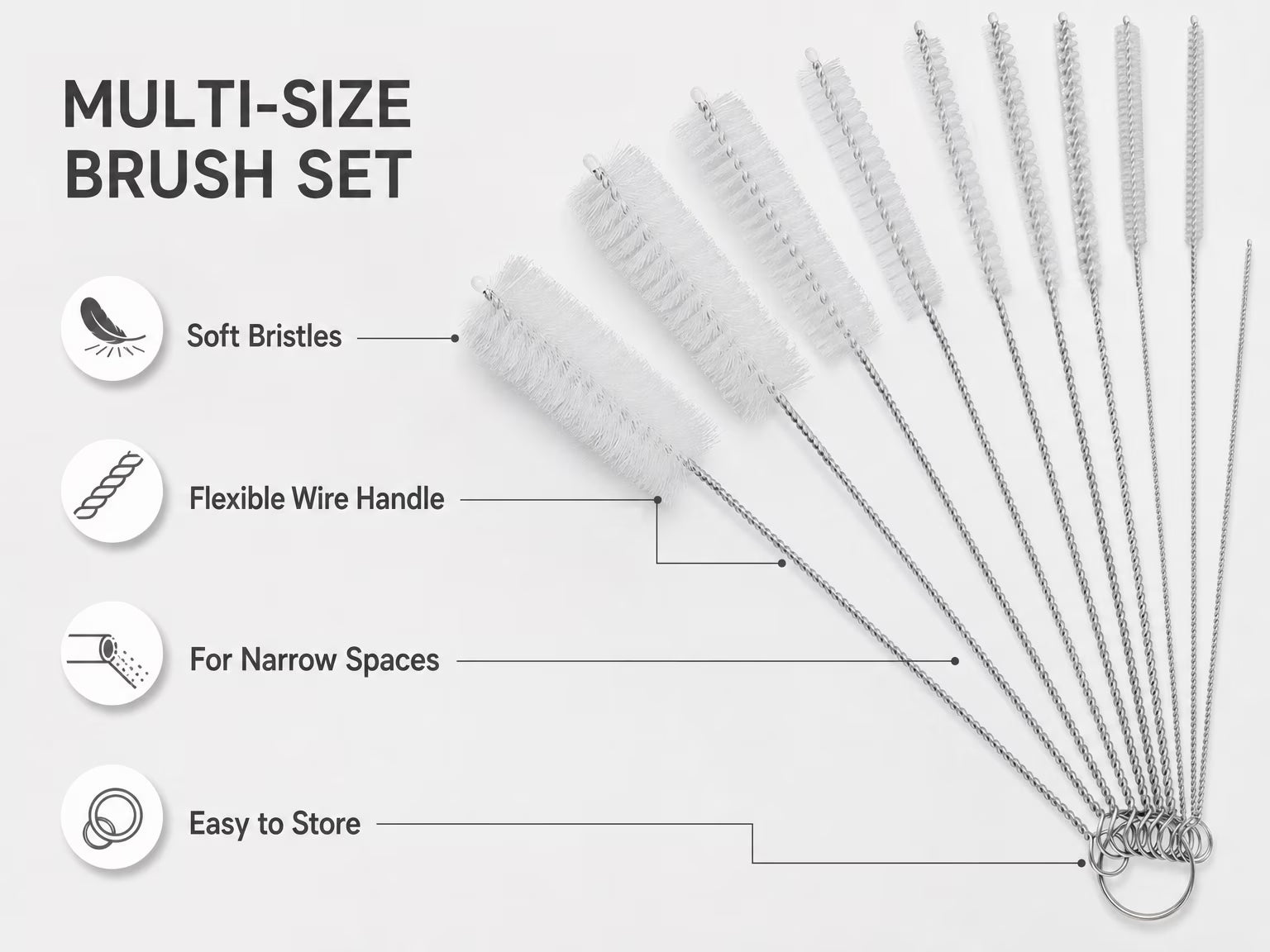 20 Pack Multi-Length Straw Cleaning Brushes, Long Nylon Brushes for Bulk Cleaning & Replacement Needs
