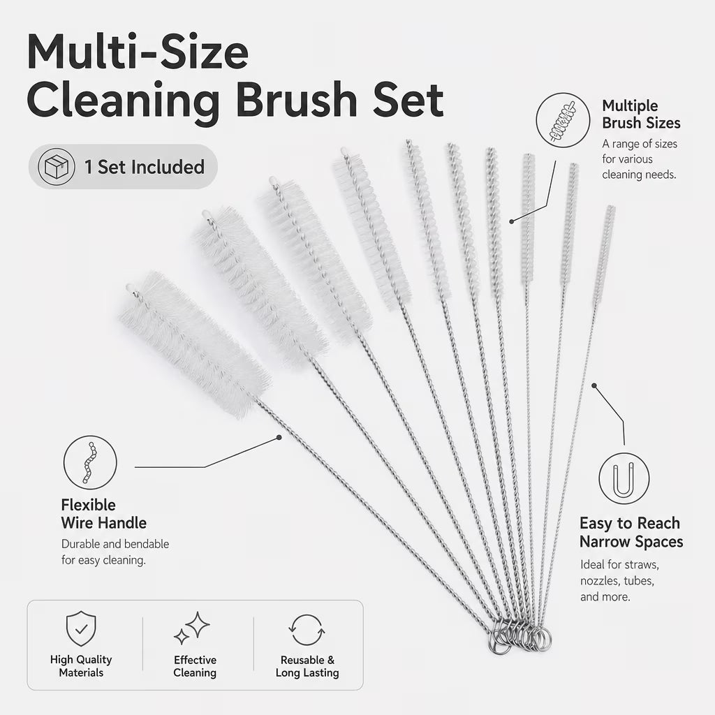 20 Pack Multi-Length Straw Cleaning Brushes, Long Nylon Brushes for Bulk Cleaning & Replacement Needs